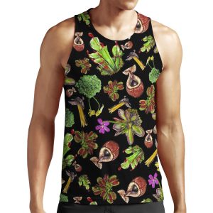 Carnivorous Plants Black Background All-over-print Unisex Tank Top