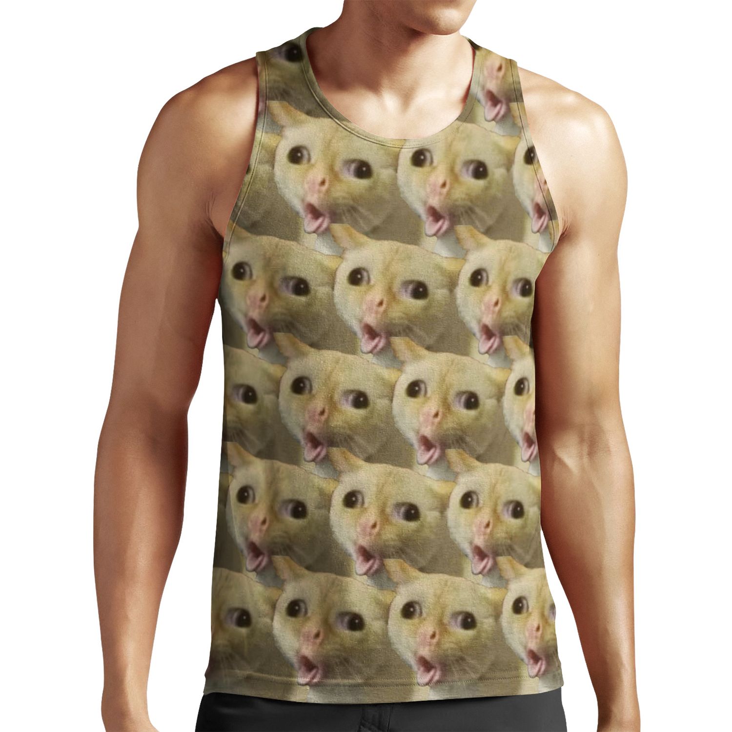 Cat Coughing Like A Kid Meme Pattern All-over-print Unisex Tank Top