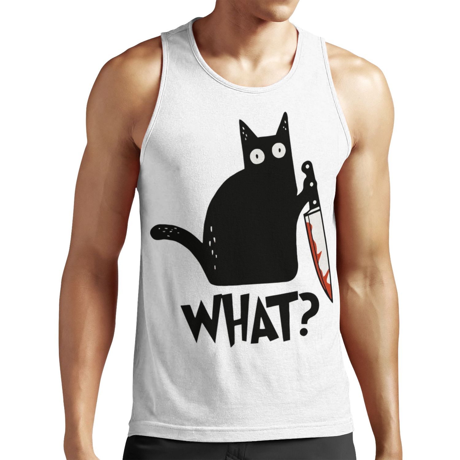 Cat What Murderous Black Cat With Knife Gift Premium All-over-print Unisex Tank Top