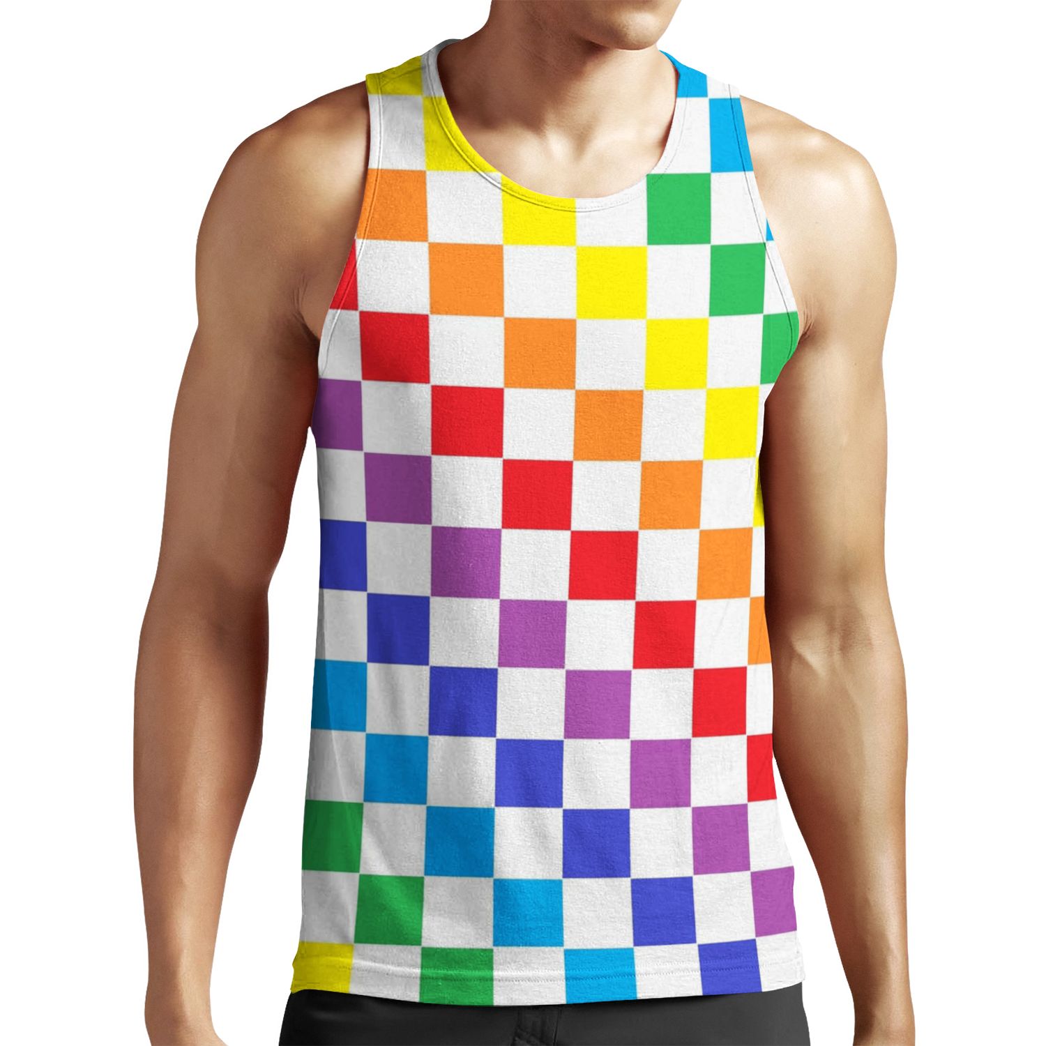 Checkered Rainbow All-over-print Unisex Tank Top