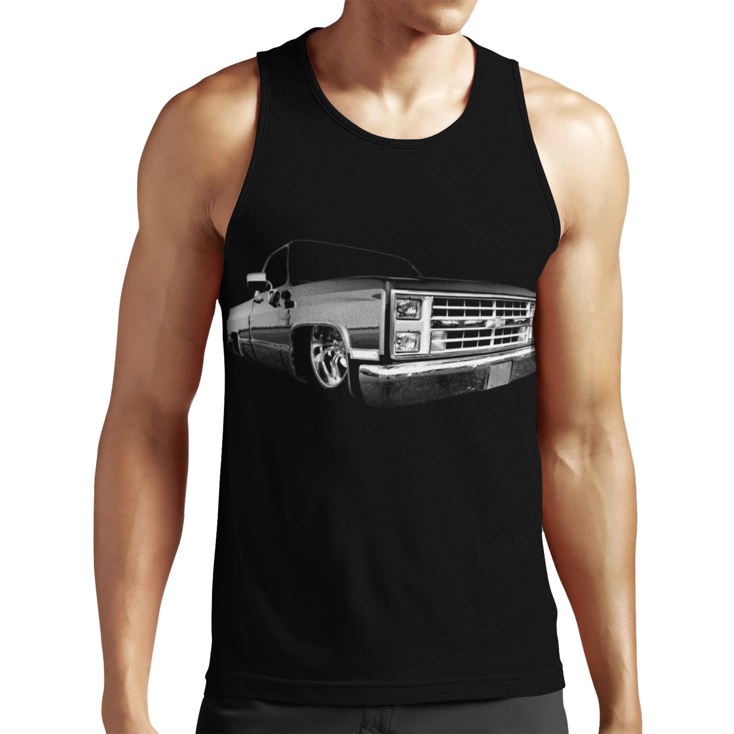 Chevy Silverado Square Body Pickup 3 Black All-over-print Unisex Tank Top