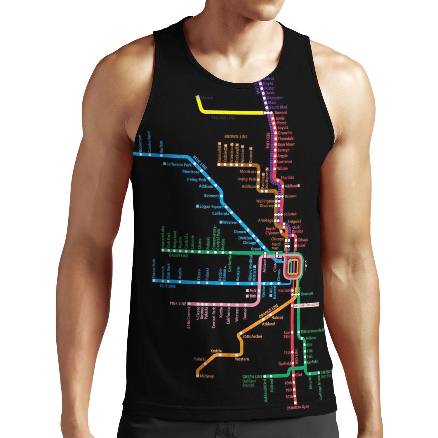 Chicago Trains Map All-over-print Unisex Tank Top