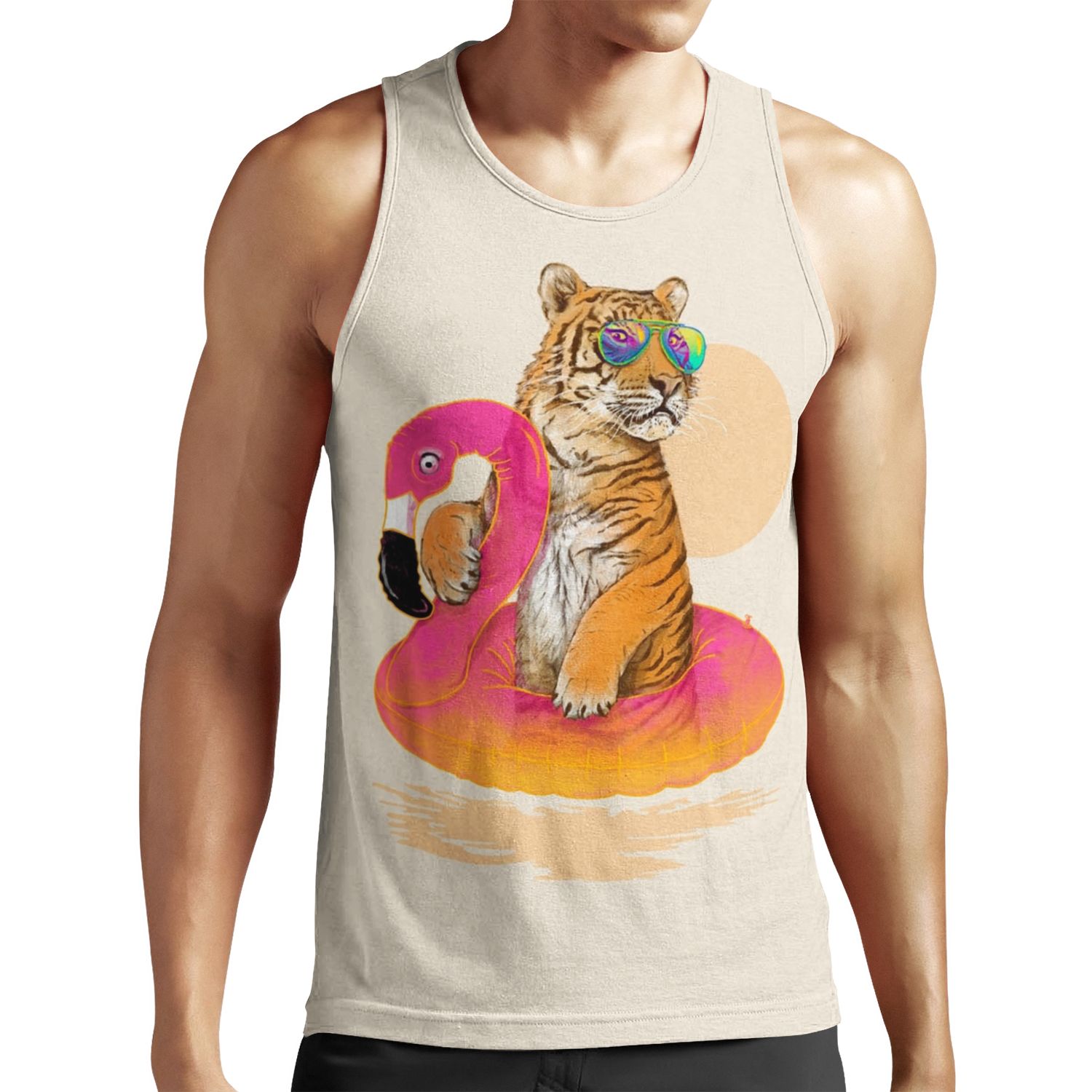 Chillin Flamingo Tiger All-over-print Unisex Tank Top