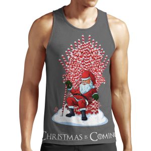 Christmas Is Coming Santa Candy Cane Throne All-over-print Unisex Tank Top