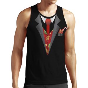 Christmas Tuxedo Design With Candy Cane And Christmas Pocket Square In The Pocket All-over-print Unisex Tank Top