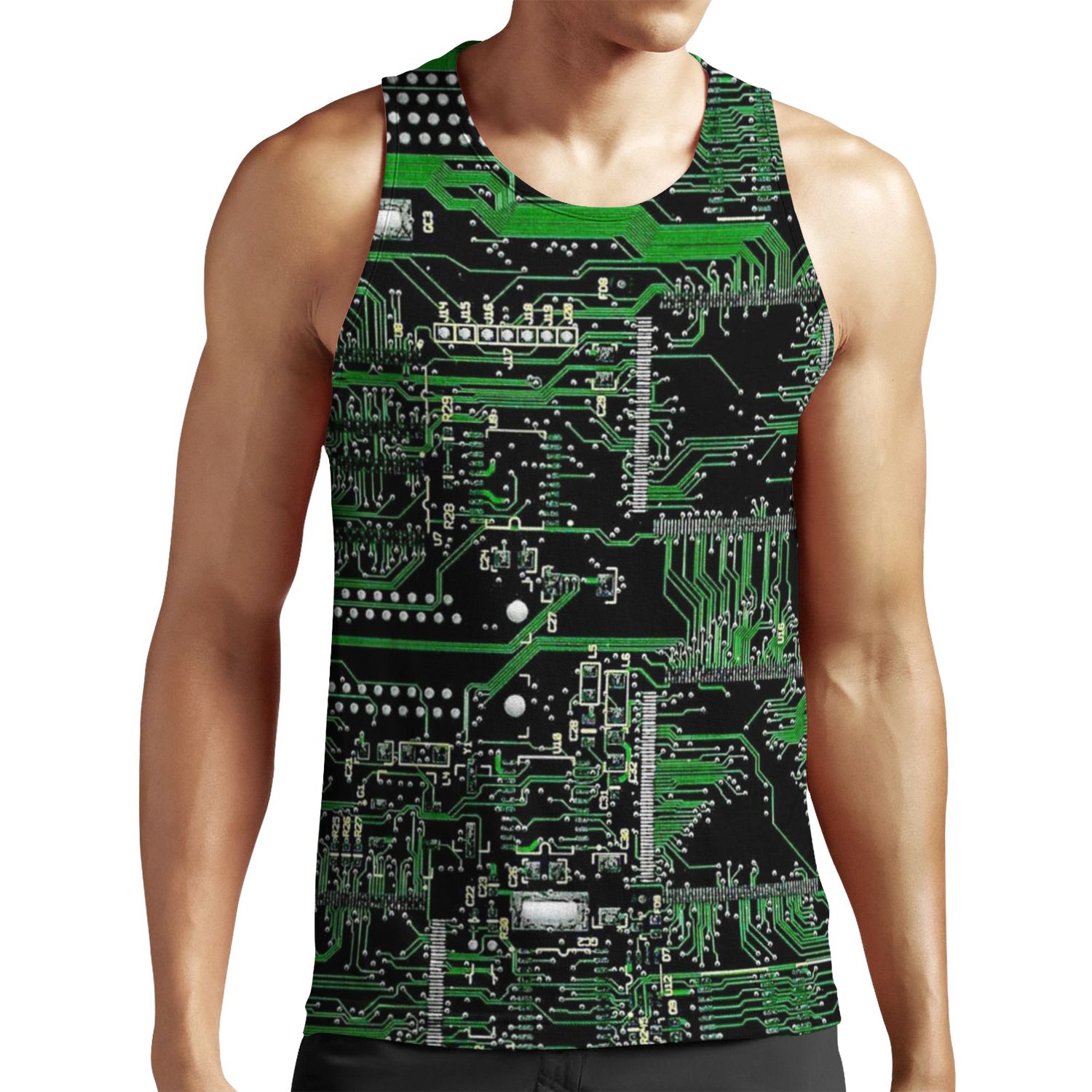 Circuit Board Green All-over-print Unisex Tank Top