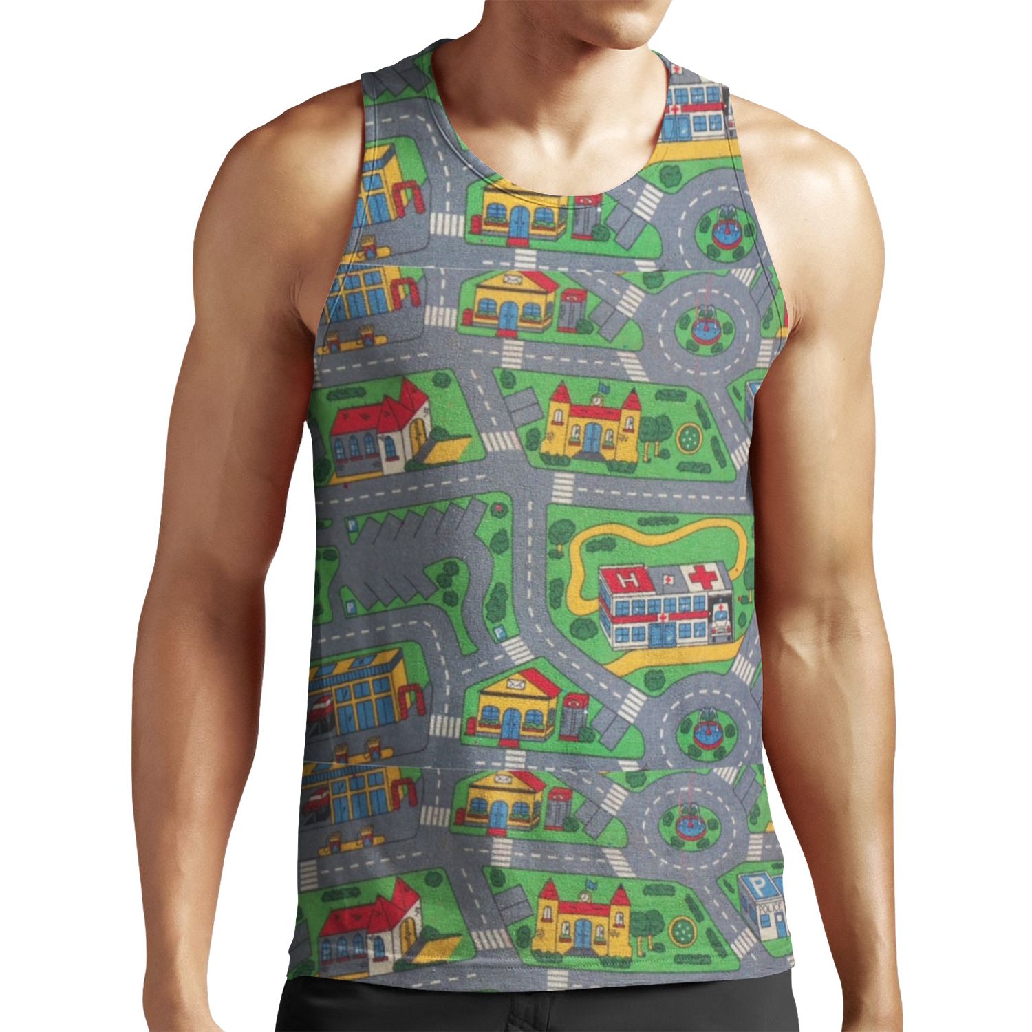 City Roads Map Play Rug All-over-print Unisex Tank Top