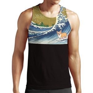 Corgi Dog Surfing The Great Wave All-over-print Unisex Tank Top