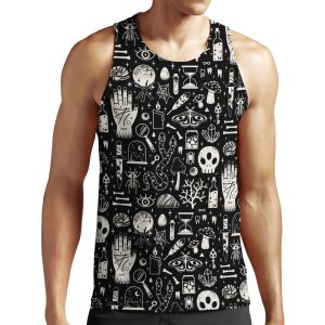 Curiosities Bone Black All-over-print Unisex Tank Top