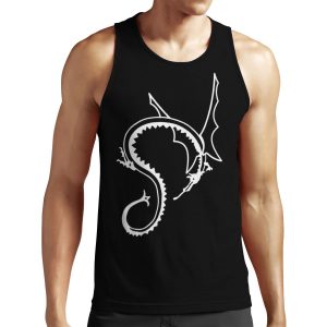 Curled Dragon White On Black All-over-print Unisex Tank Top