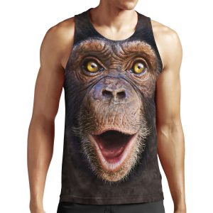 Cute Animal Happy Chimp Monkey Face Gift All-over-print Unisex Tank Top