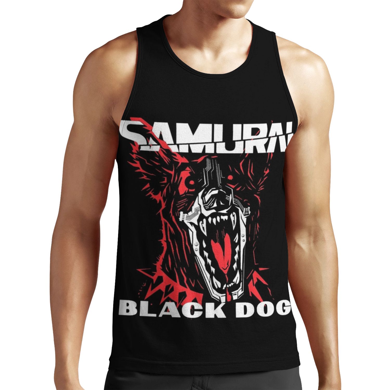 Cyberpunk Black Dog Samurai All-over-print Unisex Tank Top
