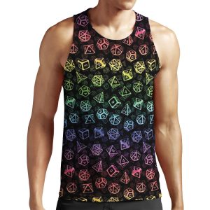 D20 Dice Set Pattern Rainbow All-over-print Unisex Tank Top