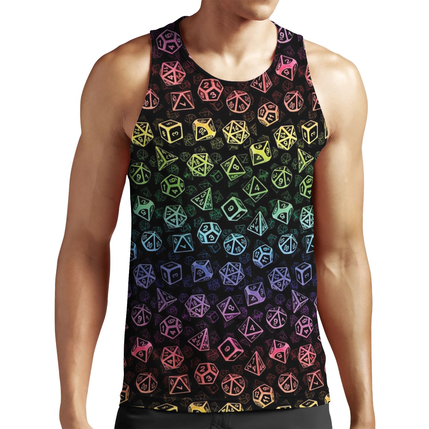 D20 Dice Set Pattern Rainbow All-over-print Unisex Tank Top
