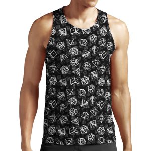 D20 Dice Set Pattern White All-over-print Unisex Tank Top
