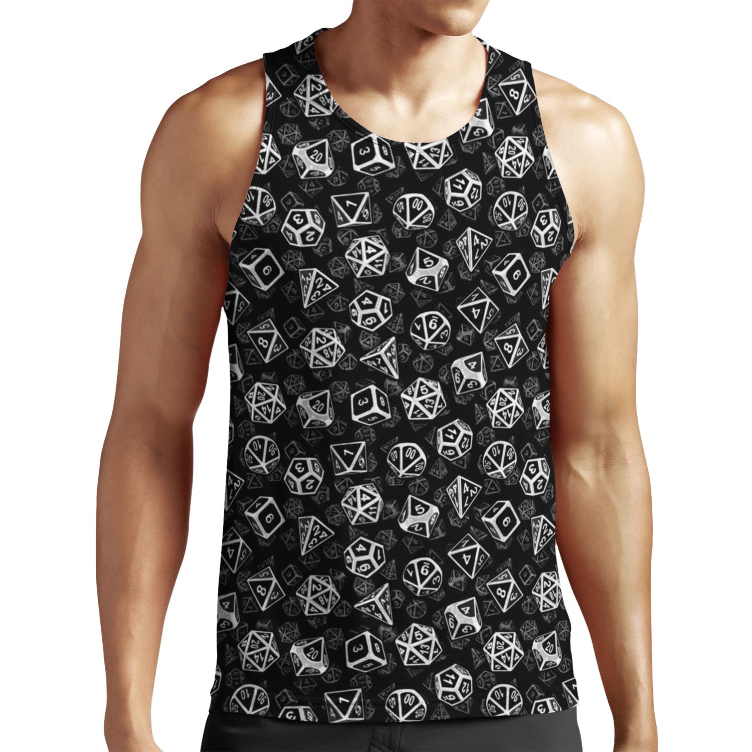 D20 Dice Set Pattern White All-over-print Unisex Tank Top