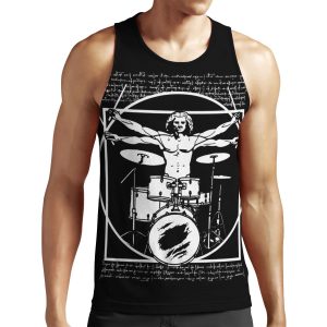 Da Vinci Drummer Vitruvian Man Playing The Drums Leonardo Da Vinci Vitruvian Man Parody For Drummers All-over-print Unisex Tank Top