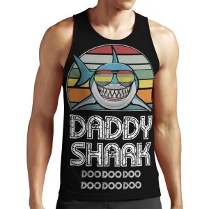 Daddy Shark Retro For Dark Print All-over-print Unisex Tank Top