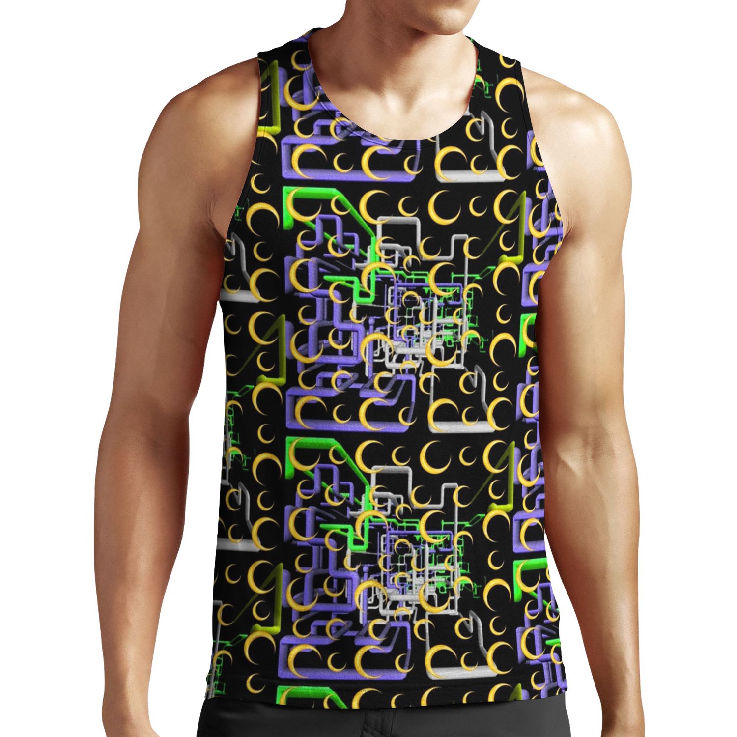 Dan Flashes Pattern Cool Tim Robinson 17 Yellow Green White And Purple All-over-print Unisex Tank Top