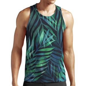 Dark Green Palms Leaves Pattern All-over-print Unisex Tank Top