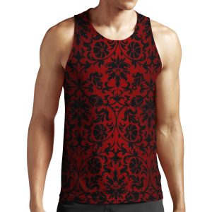 Dark Red And Black Damask Pattern All-over-print Unisex Tank Top