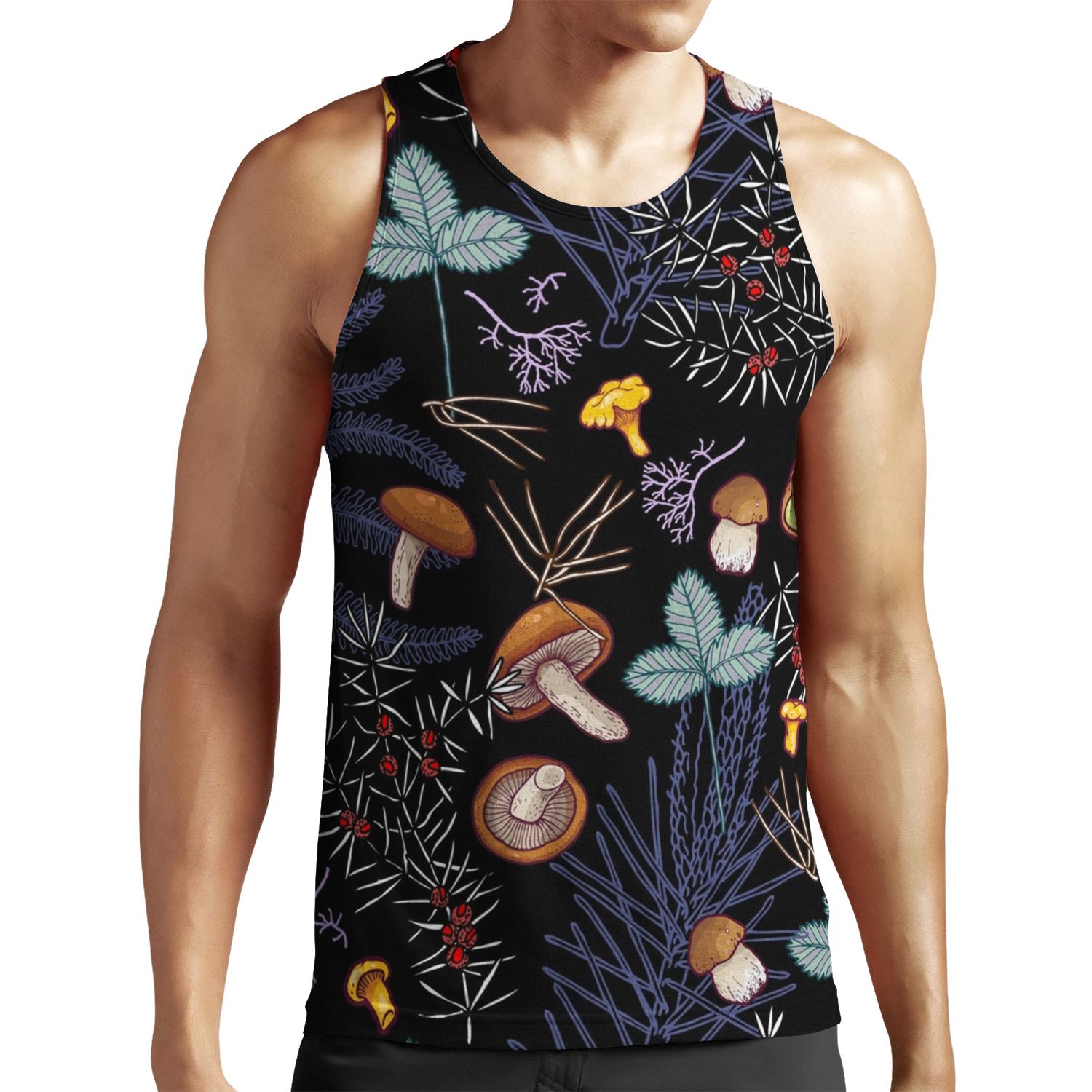 Dark Wild Forest Mushrooms All-over-print Unisex Tank Top
