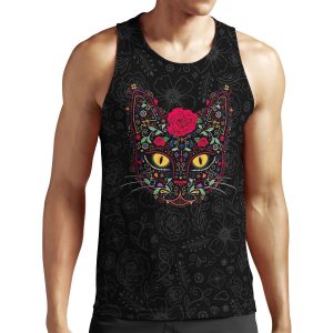 Day Of The Dead Kitty Cat Sugar Skull All-over-print Unisex Tank Top