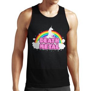 Death Metal Funny Unicorn Rainbow Mosh Parody Design All-over-print Unisex Tank Top