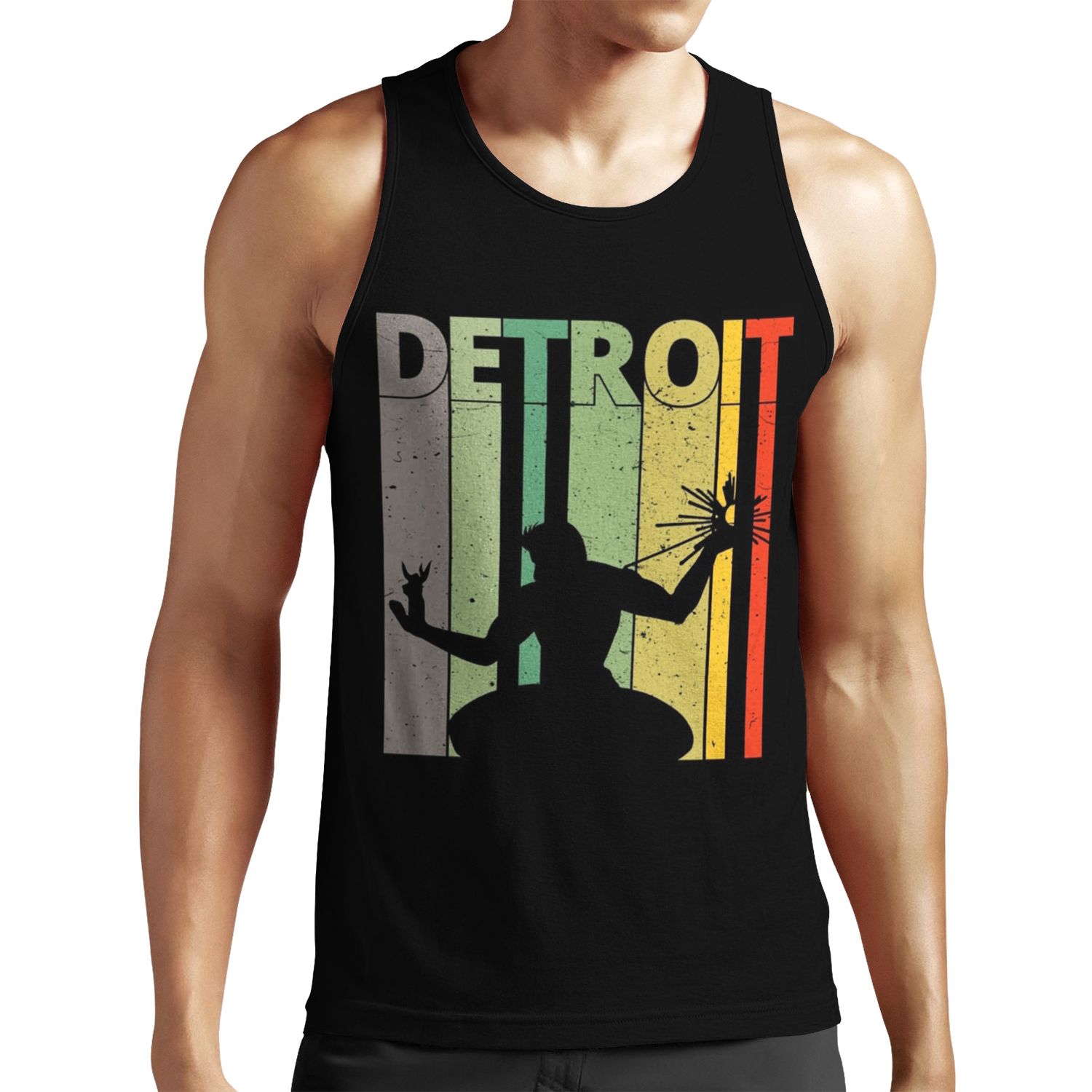 Detroit Spirit Of Detroit Retro Vintage Distressed Design All-over-print Unisex Tank Top