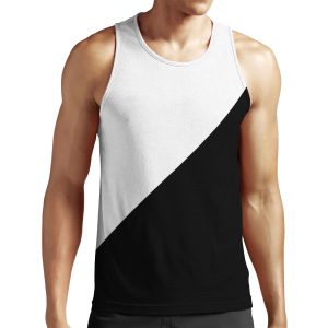 Diagonal Half White And Black All-over-print Unisex Tank Top