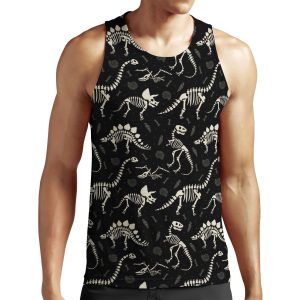 Dinosaur Fossils In Black All-over-print Unisex Tank Top