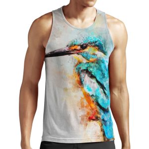 Dramabite Watercolor Kingfisher All-over-print Unisex Tank Top