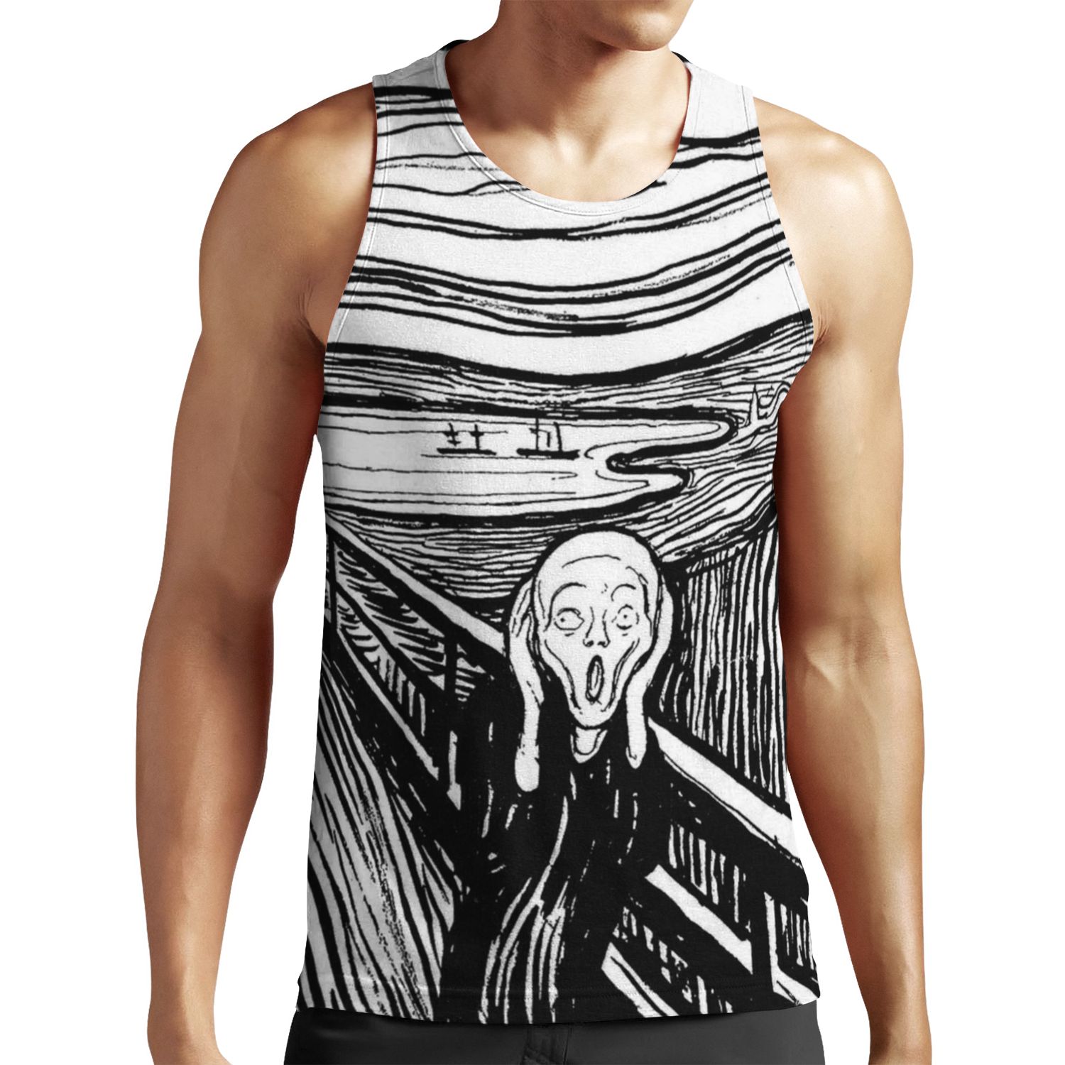 Edvard Munch The Scream Black White All-over-print Unisex Tank Top