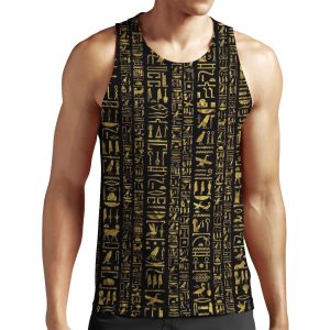 Egyptian Hieroglyphs Vintage Gld On Black All-over-print Unisex Tank Top