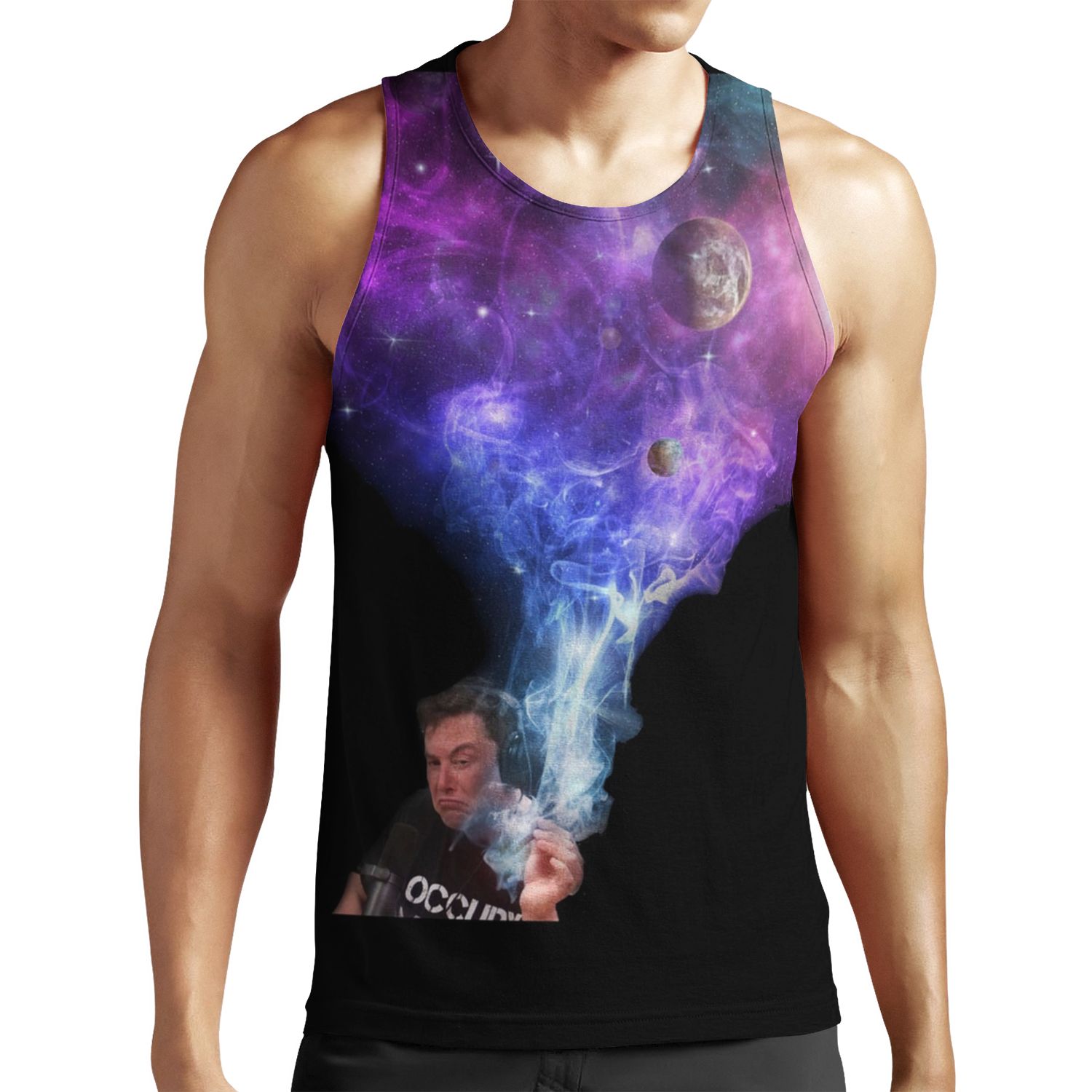 Elon Musk Smoking Outerspace Weed All-over-print Unisex Tank Top