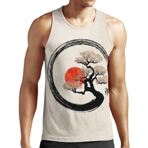 Enso Circle And Bonsai Tree On Canvas All-over-print Unisex Tank Top