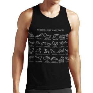 F1 Race Tracks White Stencil No Background All-over-print Unisex Tank Top