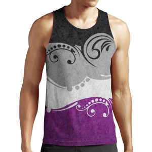 Fancy Swooped And Swirled Asexual Pride Flag Background All-over-print Unisex Tank Top