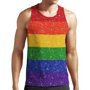 Faux Glitter Lgbtq Pride Rainbow Flag Background All-over-print Unisex Tank Top