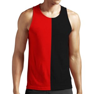 Fifty Fifty Red Black Vertical All-over-print Unisex Tank Top