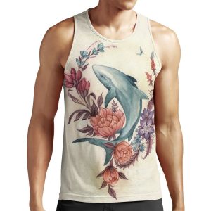 Floral Shark All-over-print Unisex Tank Top