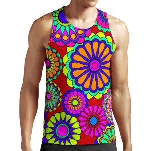 Flower Power Retro Style Hippy Flowers All-over-print Unisex Tank Top