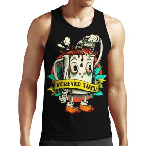 Forever Tired Coffee Mug Cartoon Character All-over-print Unisex Tank Top