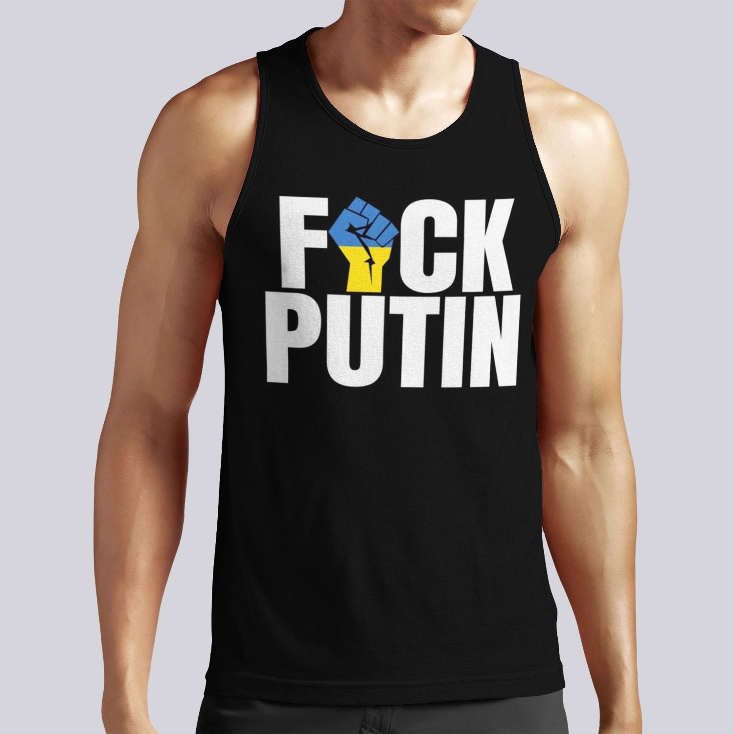 Fuck Putin Ukraine Flag Fist Shirt Ukraine Strong All-over-print Unisex Tank Top