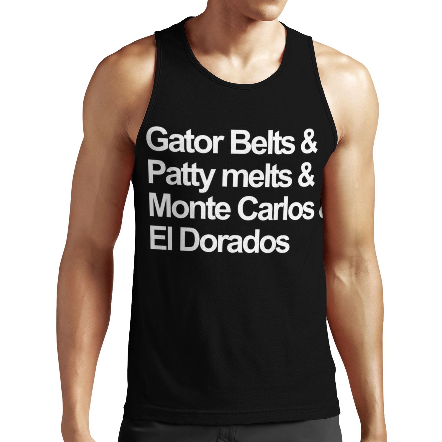 Gator Belts And Patty Melts And Monte Carlo S And El Dorados All-over-print Unisex Tank Top