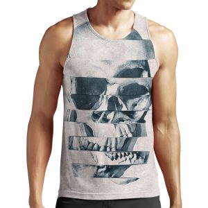 Glitch Skull Mono All-over-print Unisex Tank Top