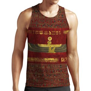 Golden Egyptian God Ornament On Red Leather All-over-print Unisex Tank Top