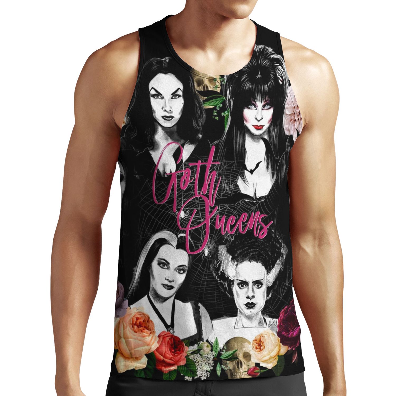 Goth Queens Elvira Vampira Lily Morticia Frankenstein All-over-print Unisex Tank Top