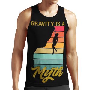 Gravity Is A Myth Rock Climbing Retro Sunset Design All-over-print Unisex Tank Top