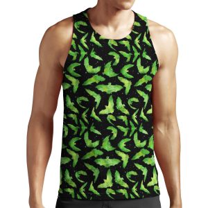 Green Halloween Bats All-over-print Unisex Tank Top